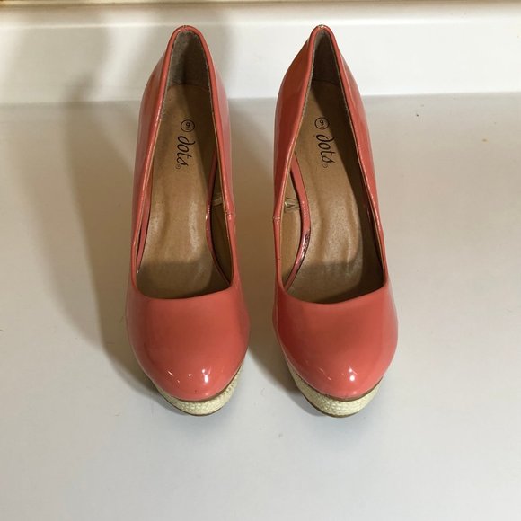 Dots Coral Pumps with Twine Platform - Picture 2 of 3
